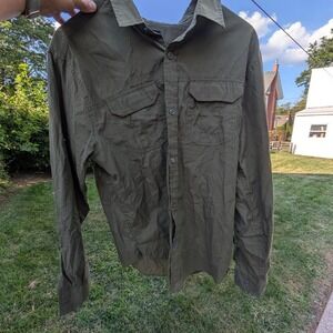 Green PrAna long sleeve button‎ up shirt